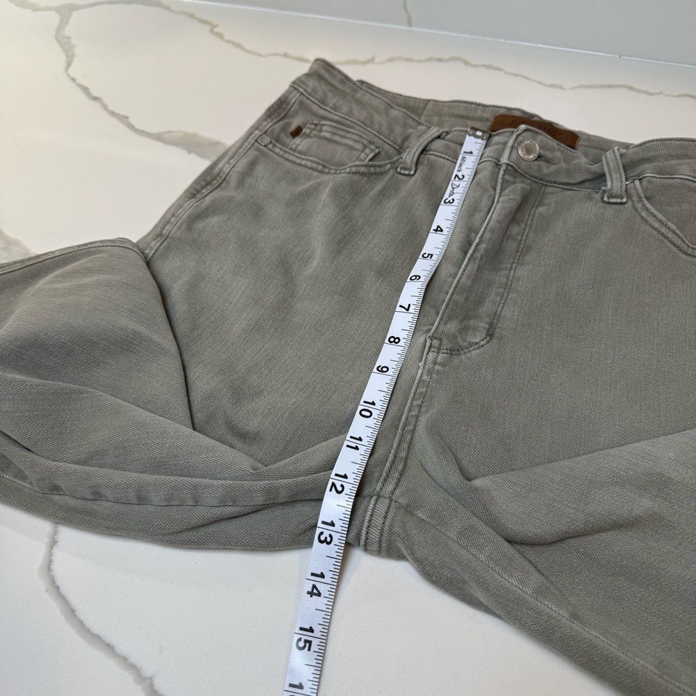 Judy Blue women's dyed wide leg cropped jeans olive green size 15/32 FLAW NOTED - Picture 12 of 16